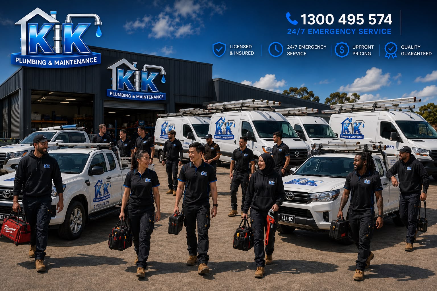 The KIK Plumbing team and fleet